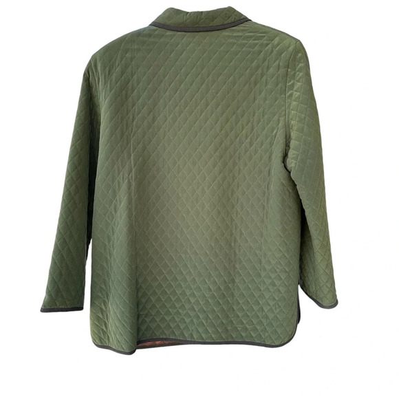 Diane Von Furstenberg Vintage Silk Assets Quilted Jacket Coat Green Medium Vtg - Picture 2 of 11